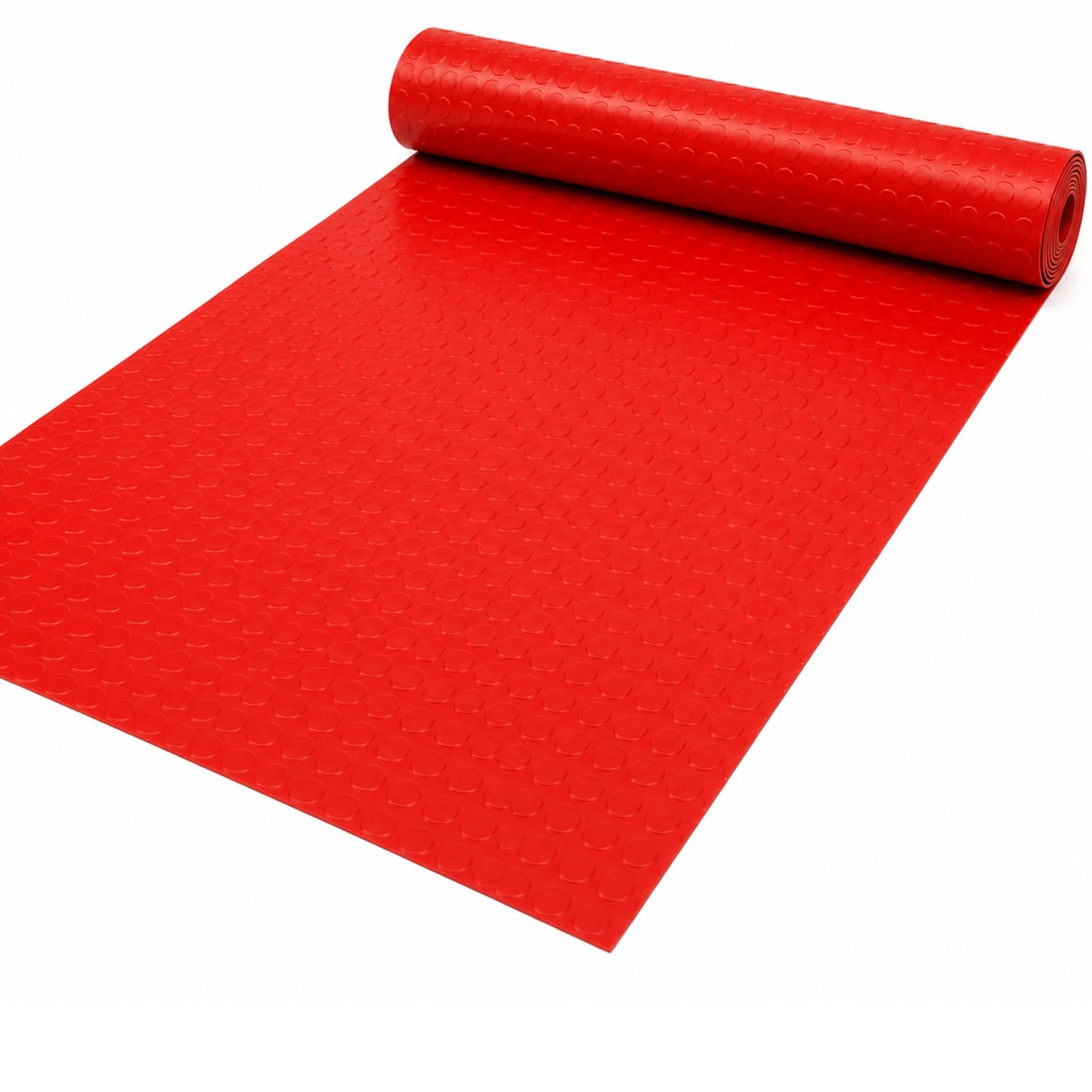 Red 2mm PVC Rubber Coin Flooring Roll 2m Wide | Garage, Workshop & Van Floor Covering