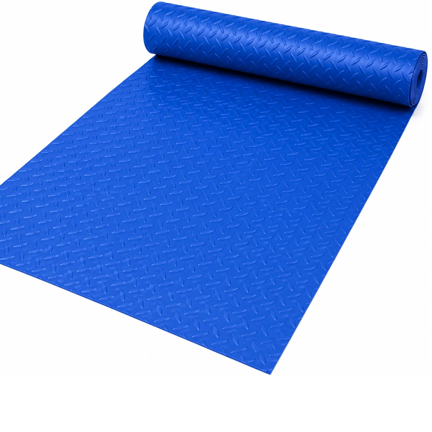 Blue 2mm PVC Rubber Checker Flooring Roll 2m Wide | Garage, Workshop & Van Floor Covering