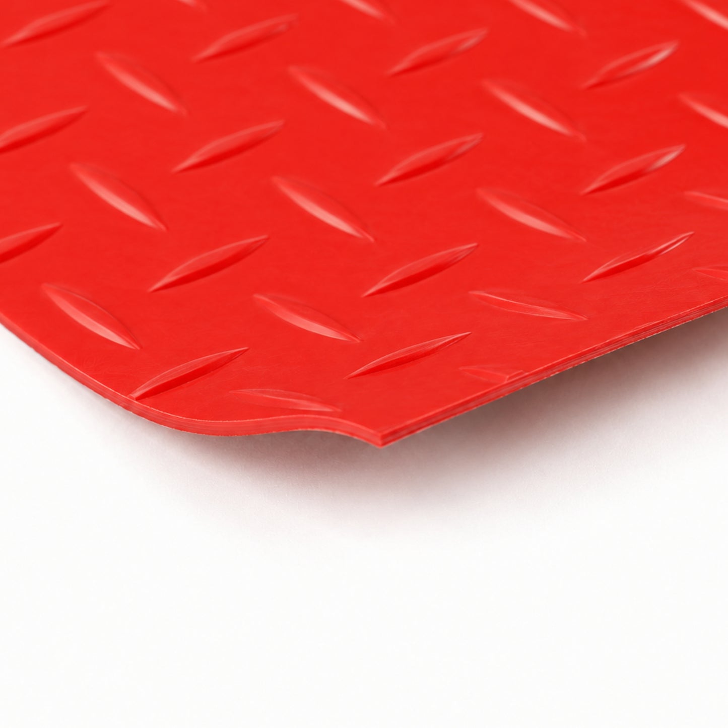 Red 2mm PVC Rubber Checker Flooring Roll 2m Wide | Garage, Workshop & Van Floor Covering