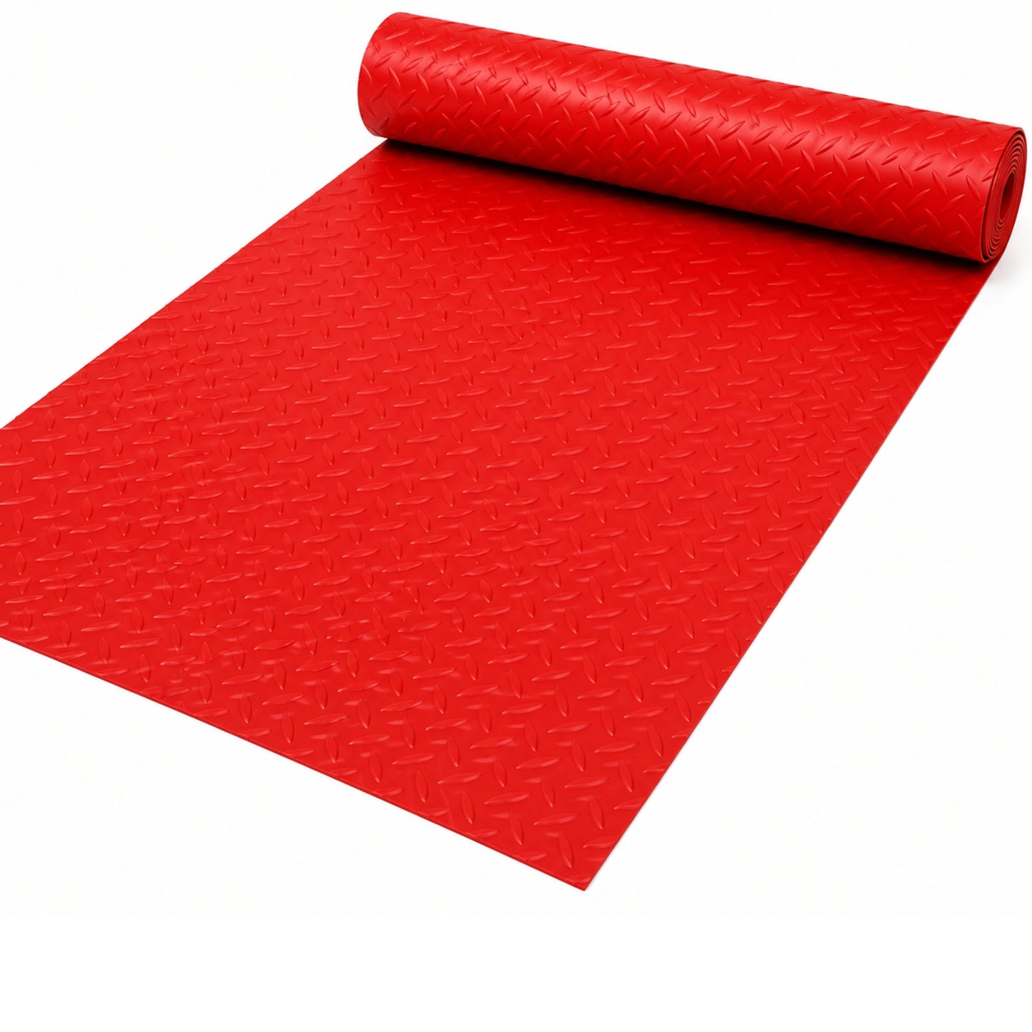 Red 2mm PVC Rubber Checker Flooring Roll 2m Wide | Garage, Workshop & Van Floor Covering